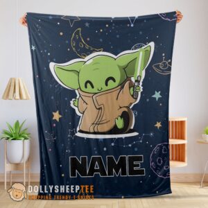 Hot Cute Official Star Wars Baby Yoda Astronomy Blanket Fleece Customized Blanket