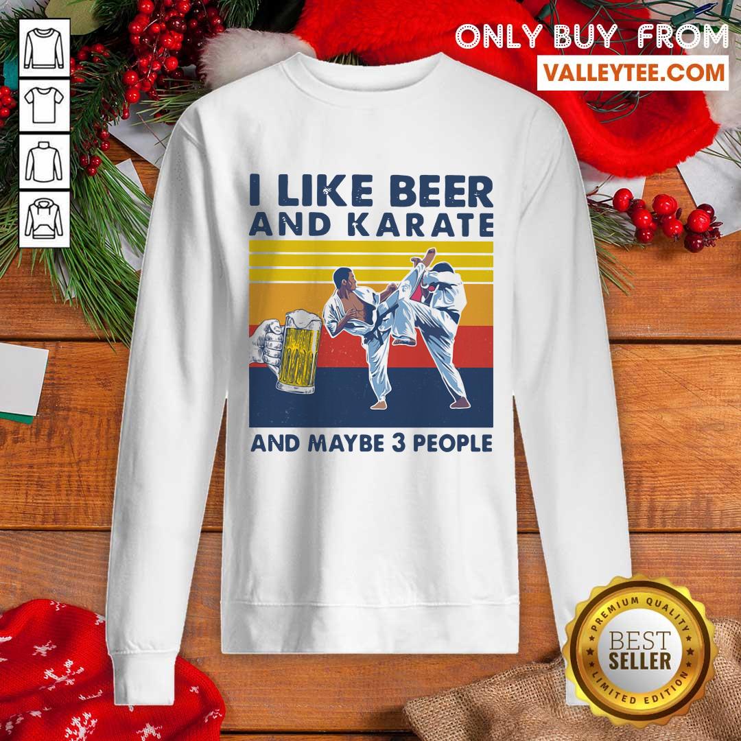 Lovely I Like Beer And Karate And Maybe 3 People Vintage Shirt - Image 2