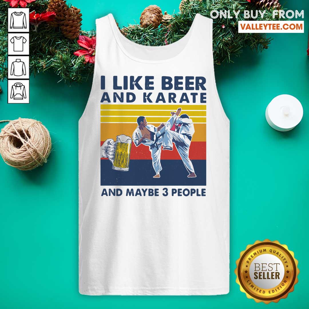Lovely I Like Beer And Karate And Maybe 3 People Vintage Shirt - Image 5