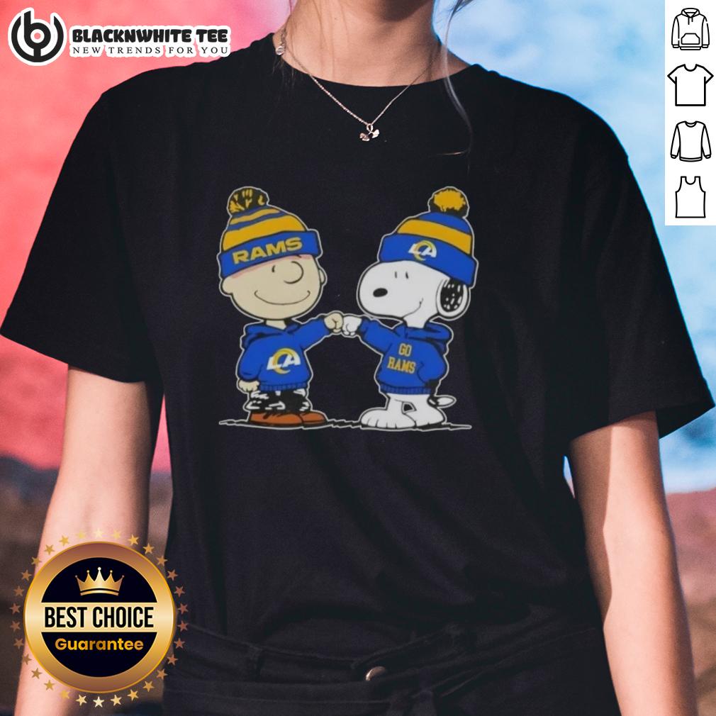 Nice Peanuts Charlie Brown Fist Bump Snoopy X Los Angeles Rams Football T-Shirt - Image 3