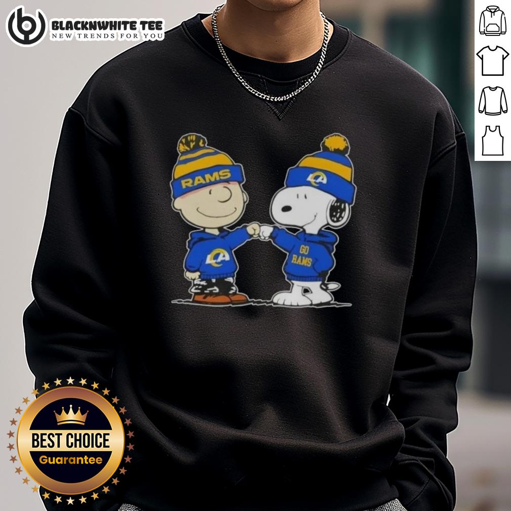 Nice Peanuts Charlie Brown Fist Bump Snoopy X Los Angeles Rams Football T-Shirt - Image 5