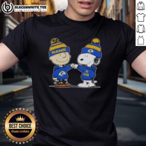 Nice Peanuts Charlie Brown Fist Bump Snoopy X Los Angeles Rams Football T-Shirt