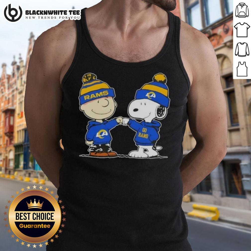 Nice Peanuts Charlie Brown Fist Bump Snoopy X Los Angeles Rams Football T-Shirt - Image 4