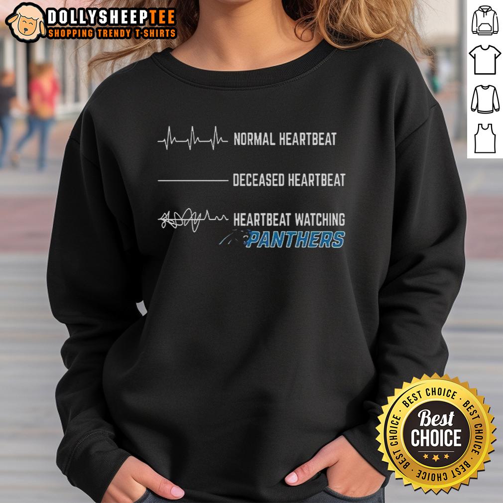 Pretty Heartbeat Watching Carolina Panthers T-Shirt - Image 4