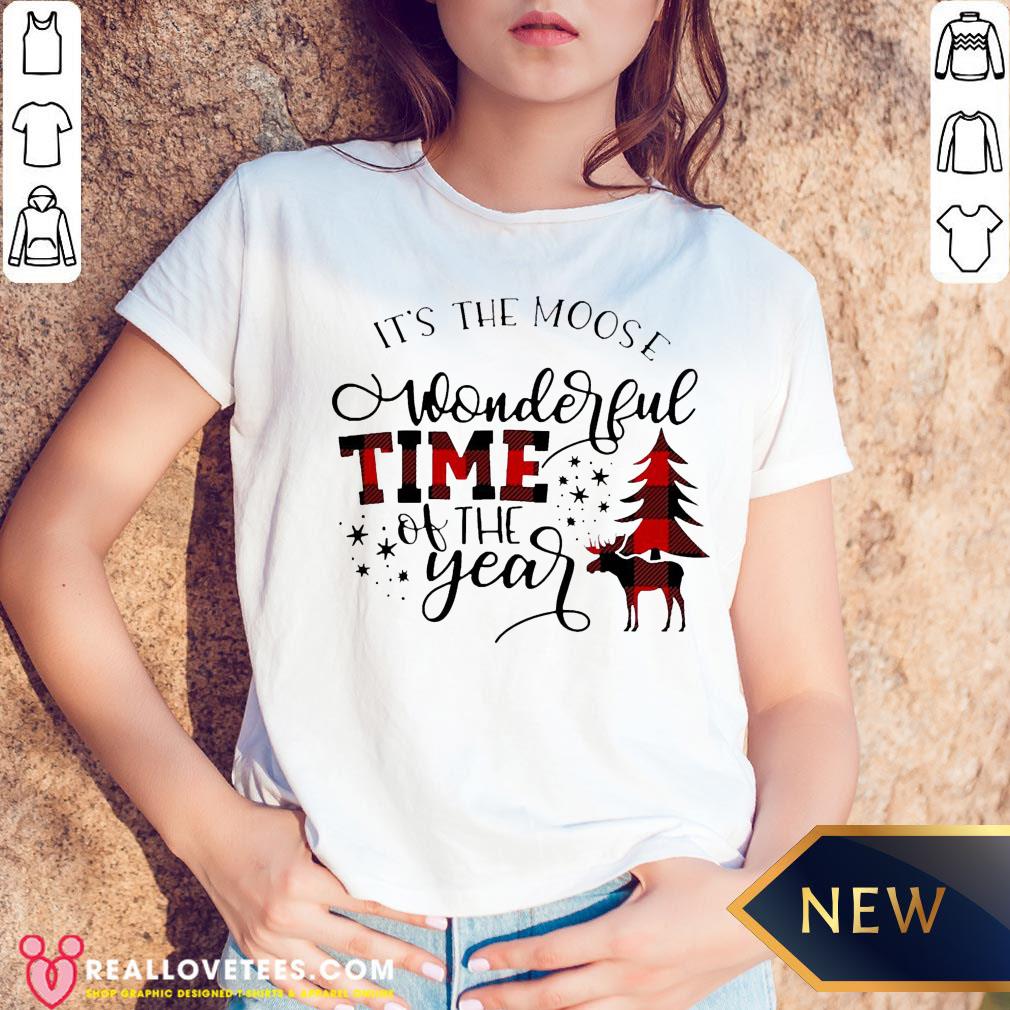 Top Plaid It’s The Moose Wonderful Time Of The Year Christmas Shirt - Image 5