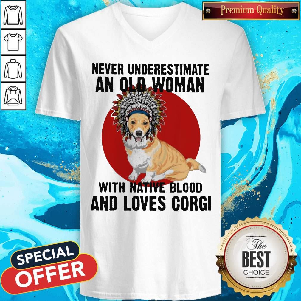 Never Underestimate Old Woman With Native Blood And Loves Corgi Shirt - Image 4