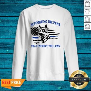 Alternative view of Supporting The Paws That Enforce The Laws American Flag Shirt