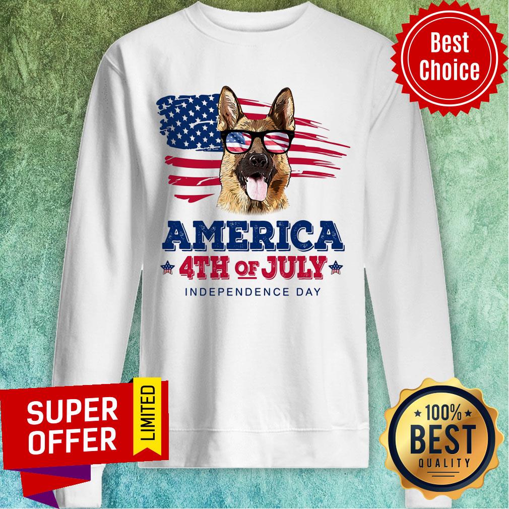 German Shepherd American Independence Day July 4th Shirt - Image 4