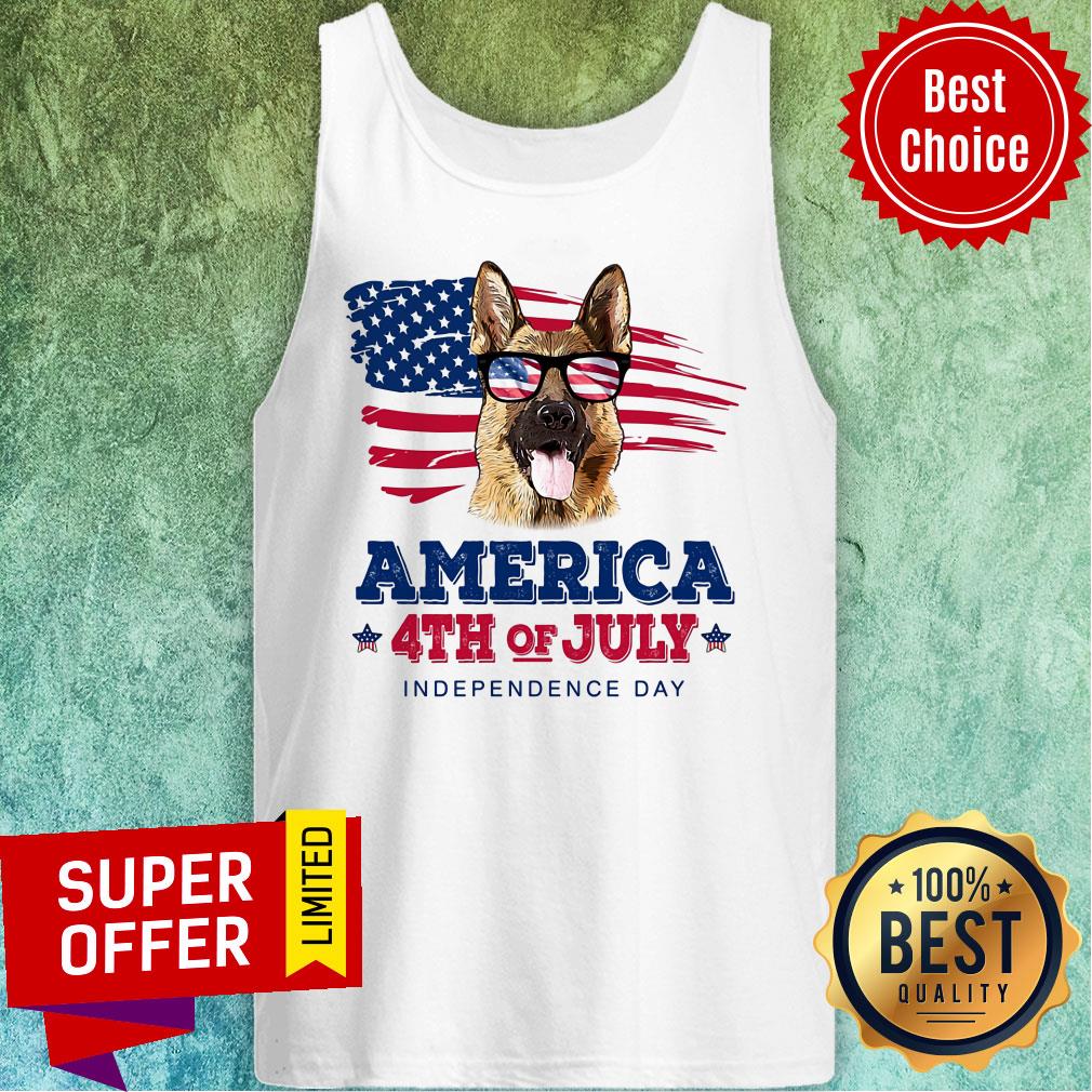 German Shepherd American Independence Day July 4th Shirt - Image 3