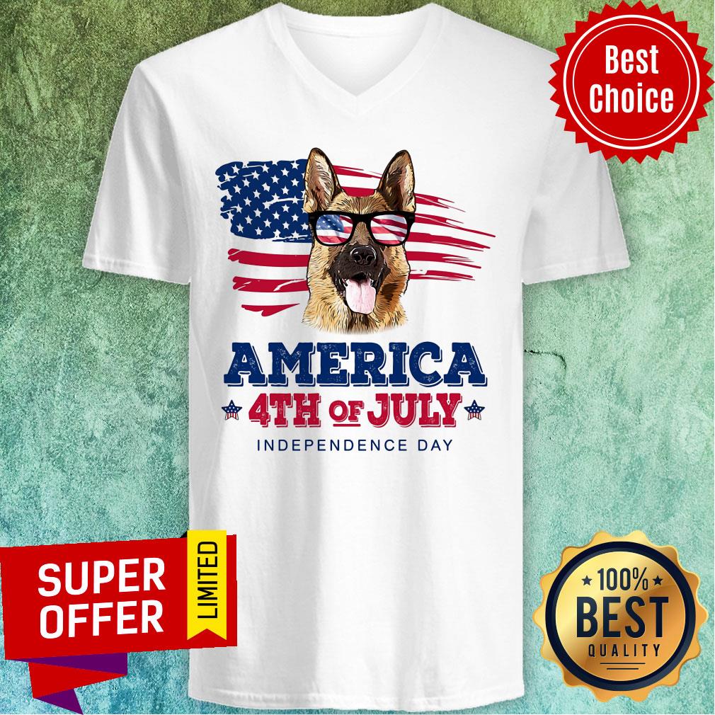 German Shepherd American Independence Day July 4th Shirt - Image 2