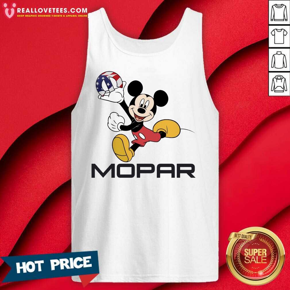 Mopar Logo And Disney Mickey Mouse Smile American Flag Shirt - Image 4
