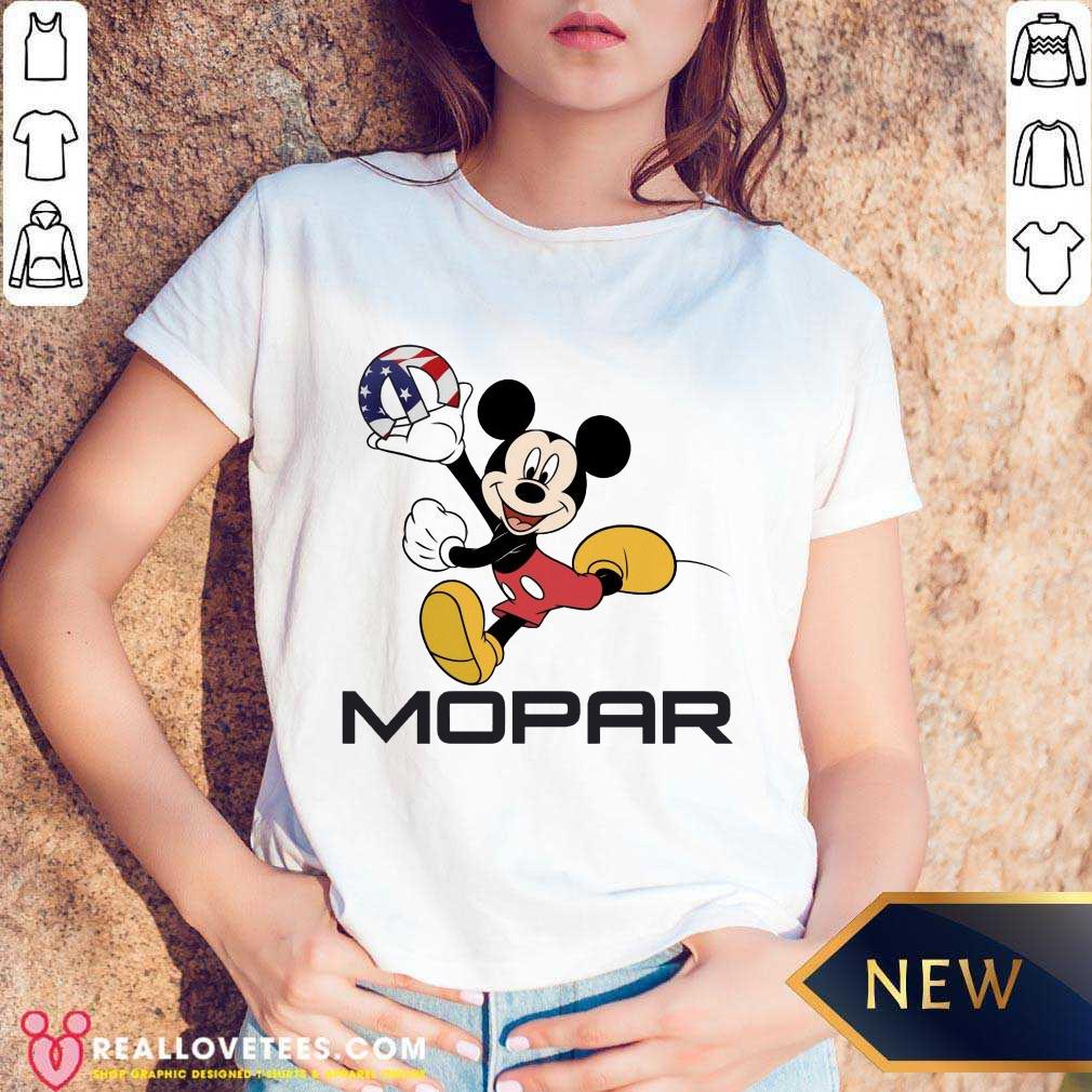 Mopar Logo And Disney Mickey Mouse Smile American Flag Shirt - Image 3
