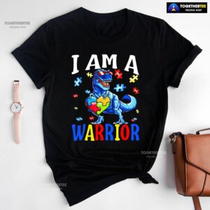 I Am A Warrior Dinosaur Autism Awareness T-Shirt