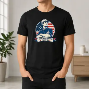 Awesome Hot Labour Day Minimalist Proud American Worker Shirt