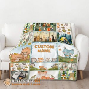 Alternative view of Cute Forest Animals Collage Whimsical Blanket Customized Blanket