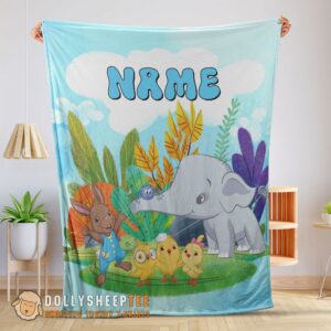 Top Hot Cute Elephant Safari Animal For Boys Customized Blanket