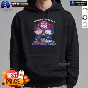 Alternative view of Original Charlie Brown X Snoopy 66th Anniversary 1960 2026 Buffalo Bills Football T-Shirt