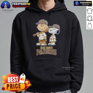 Alternative view of Top San Diego Padres Charlie Brown And Snoopy Baseball Cartoon Fan T-Shirt