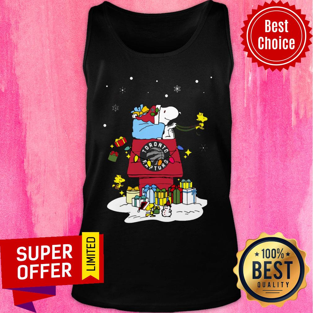 Official Toronto Raptors Santa Snoopy Wish You A Merry Christmas Shirt - Image 4