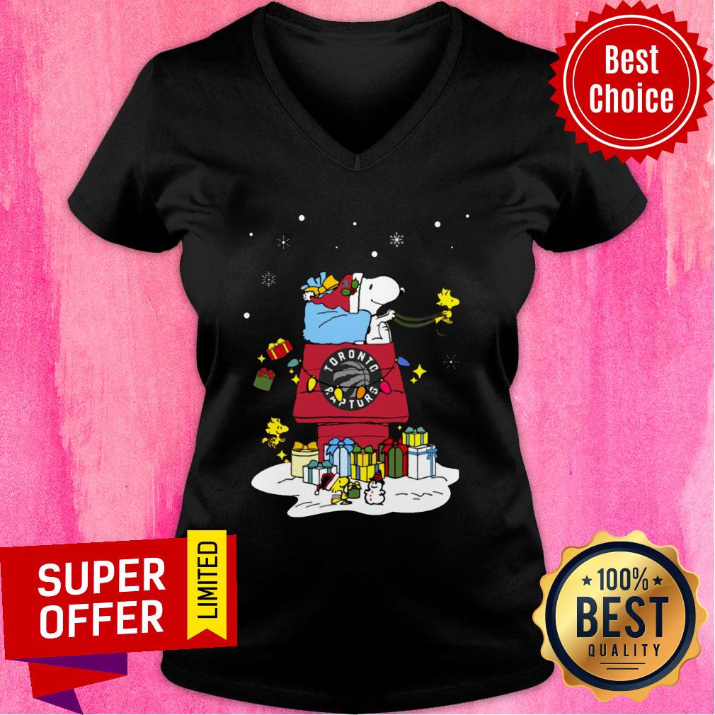 Official Toronto Raptors Santa Snoopy Wish You A Merry Christmas Shirt - Image 3