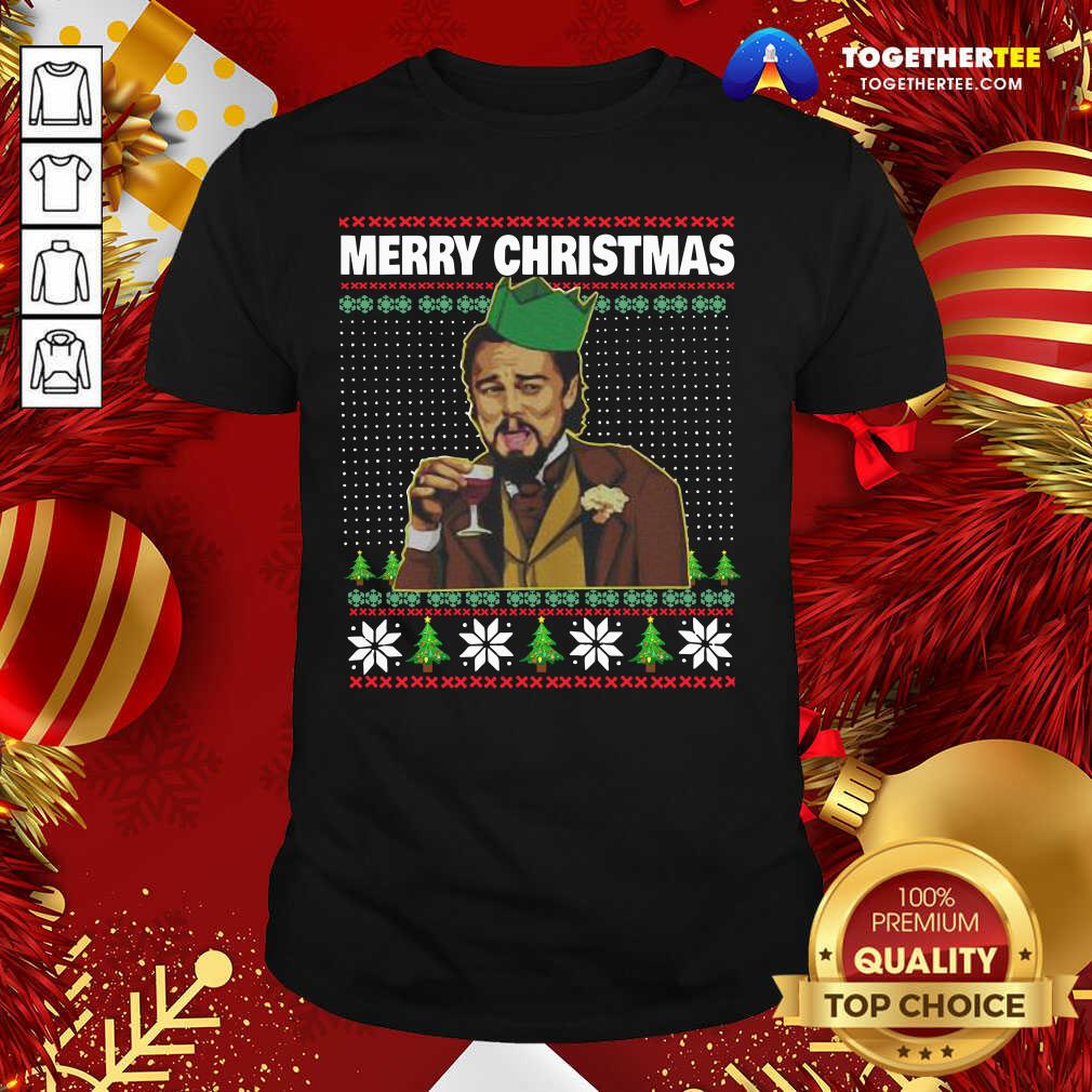 Pretty Leo Laughing Dank Meme Ugly Merry Christmas Shirt