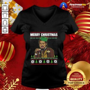 Alternative view of Pretty Leo Laughing Dank Meme Ugly Merry Christmas Shirt