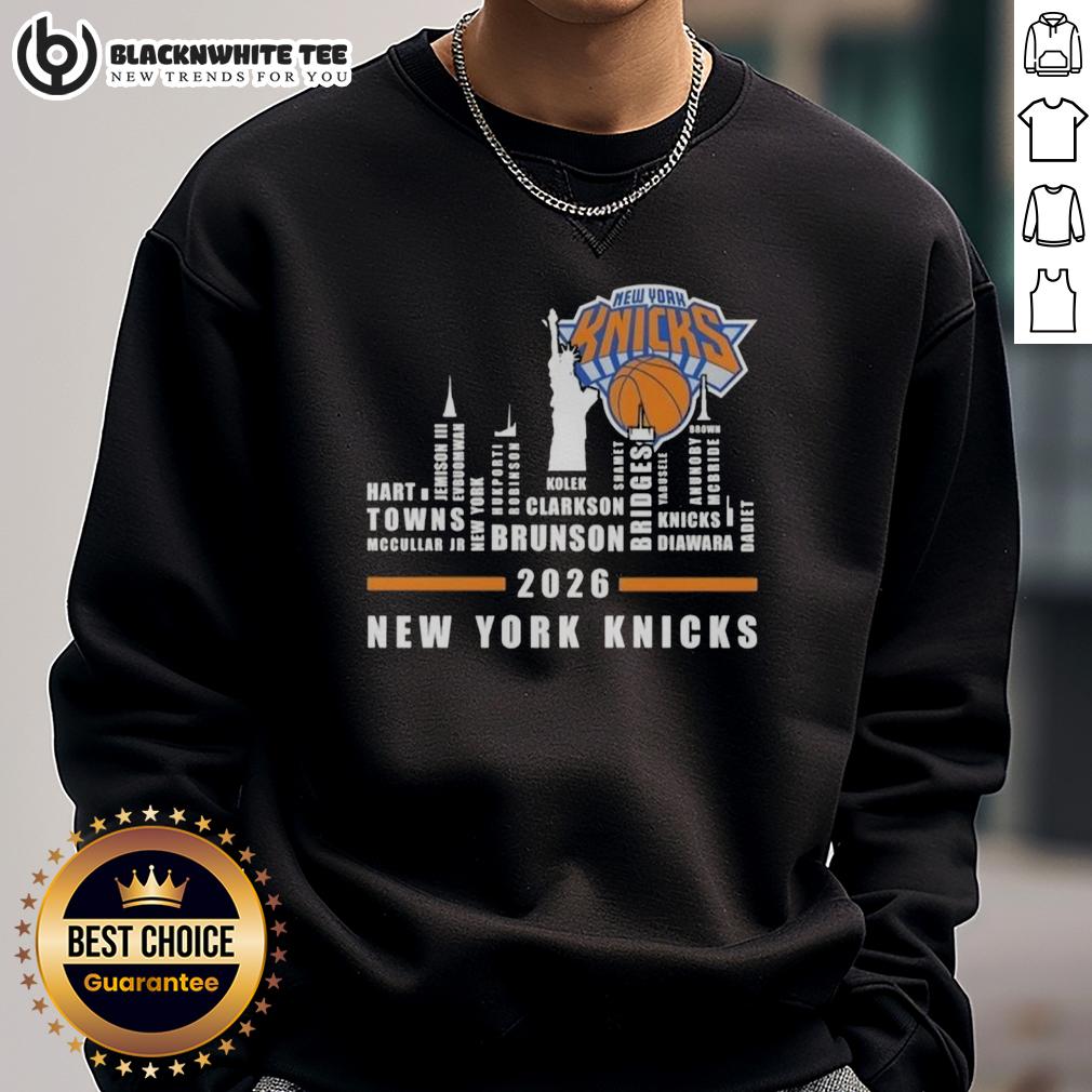 Pretty 2026 New York Knicks All Names City Skyline T-Shirt - Image 5