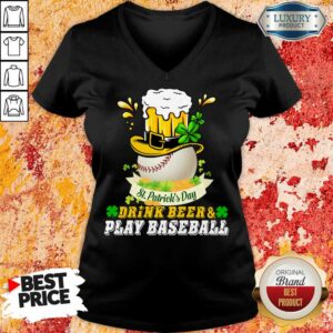 Alternative view of Awesome St Patrick's Day Drink Beer And Play Baseball Shirt