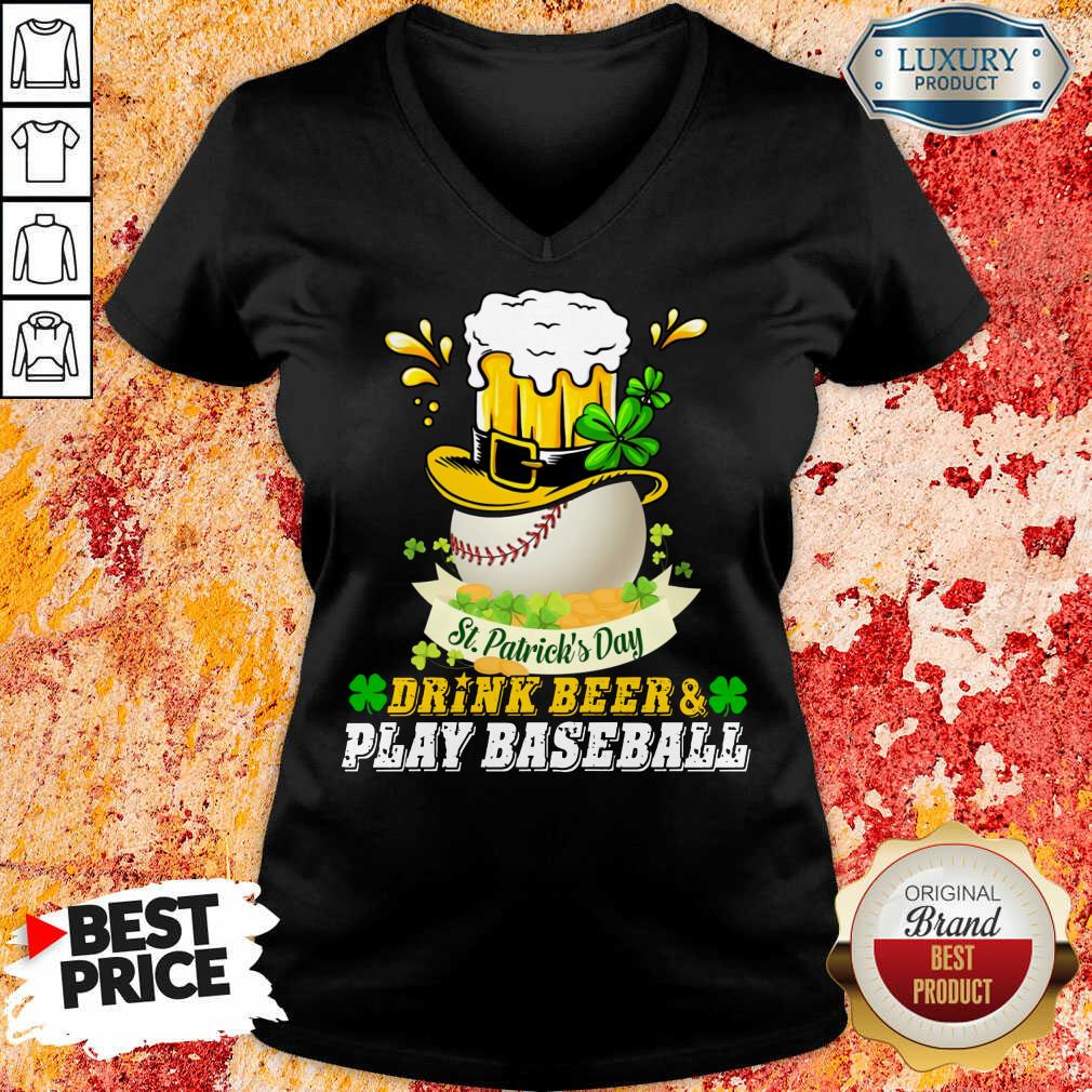 Awesome St Patrick's Day Drink Beer And Play Baseball Shirt - Image 2