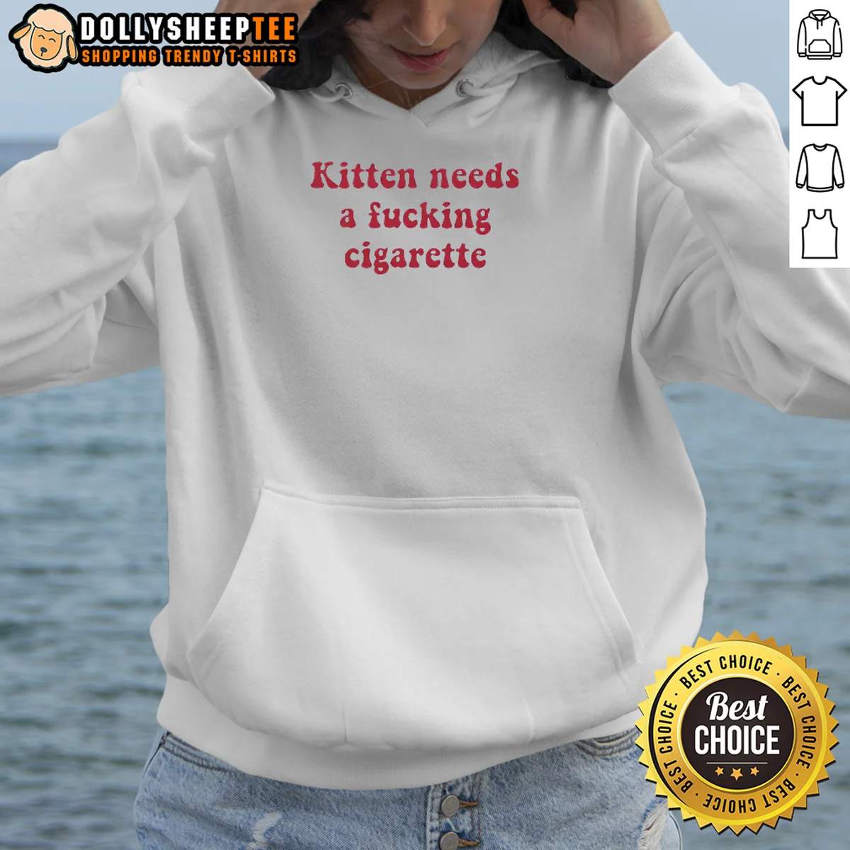 Awesome Kitten Needs A Fucking Cigarette Bold Text Shirt - Image 5