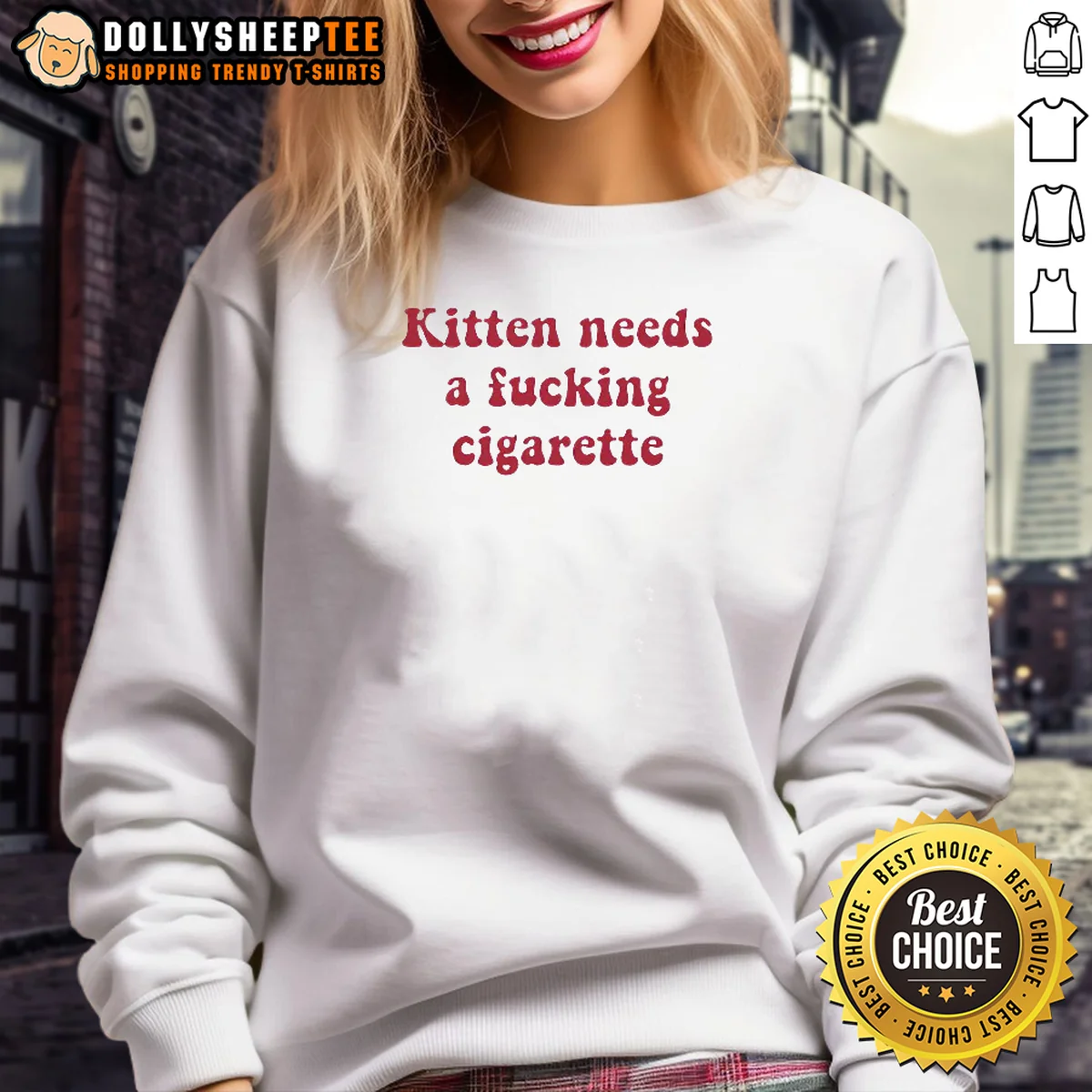 Awesome Kitten Needs A Fucking Cigarette Bold Text Shirt - Image 4