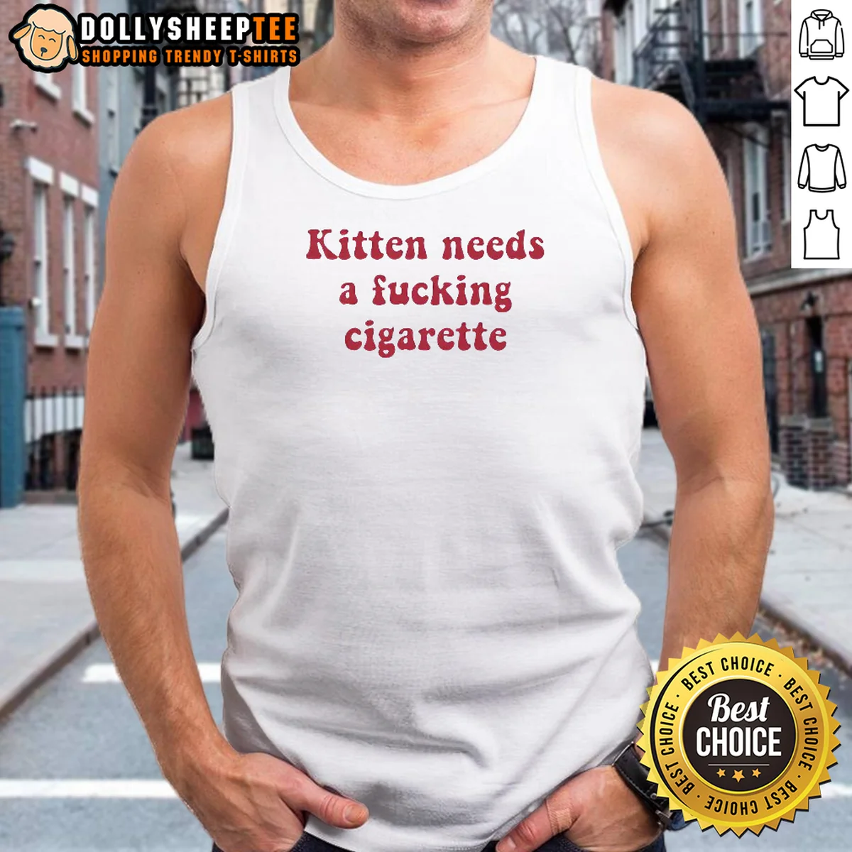 Awesome Kitten Needs A Fucking Cigarette Bold Text Shirt - Image 3