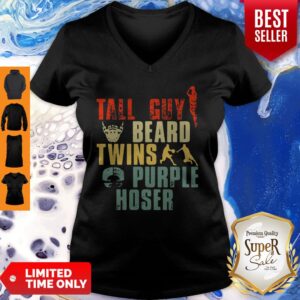 Alternative view of Tall Guy Beard Twins Purple Hoser Shirt