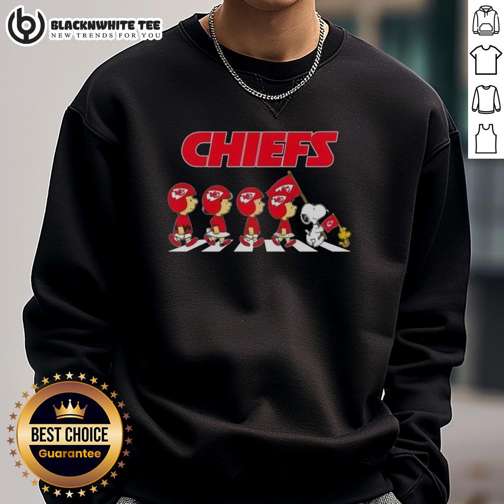 Awesome Kansas City Chiefs X Peanuts Snoopy And Friends Abbey Road T-Shirt - Image 5