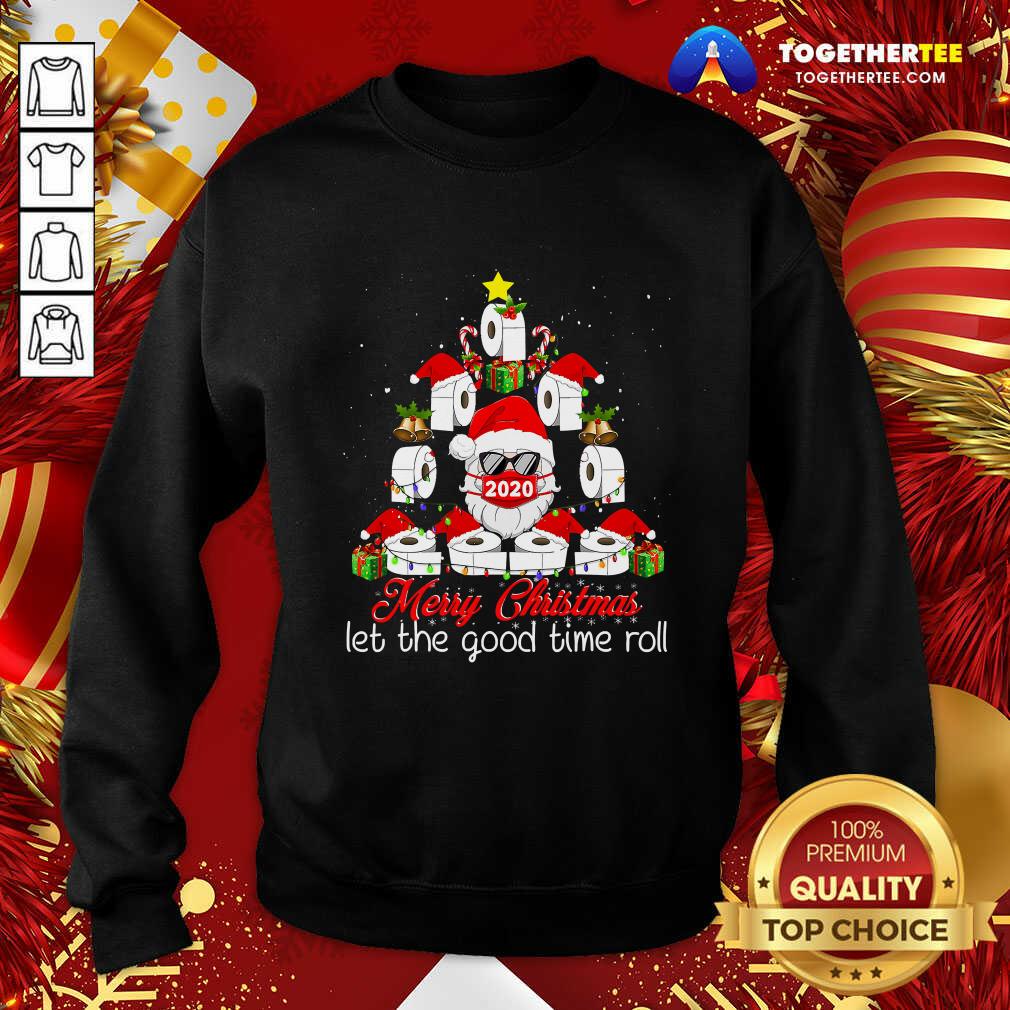 Hot Merry Christmas Let The Good Time Roll Santa Face Mask 2020 Toilet Paper Xmas Tree Shirt - Image 4