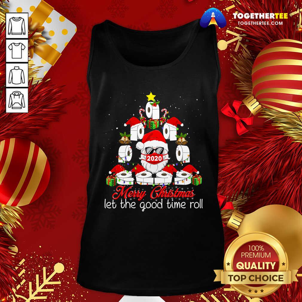 Hot Merry Christmas Let The Good Time Roll Santa Face Mask 2020 Toilet Paper Xmas Tree Shirt - Image 3