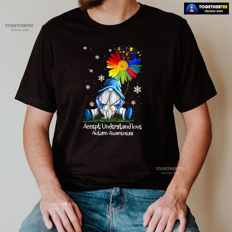 Accept Understand Love Autism Awareness Dwarf Flower T-Shirt - Image 2