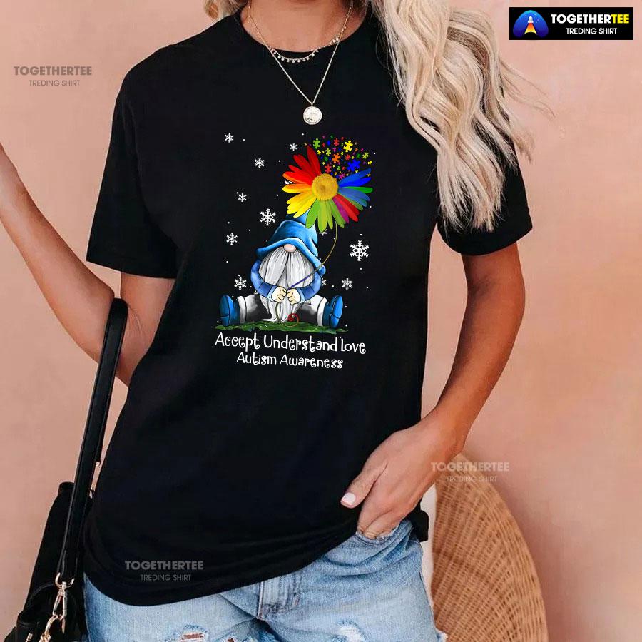 Accept Understand Love Autism Awareness Dwarf Flower T-Shirt - Image 3