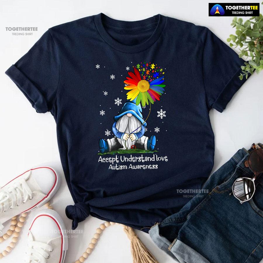 Accept Understand Love Autism Awareness Dwarf Flower T-Shirt - Image 4