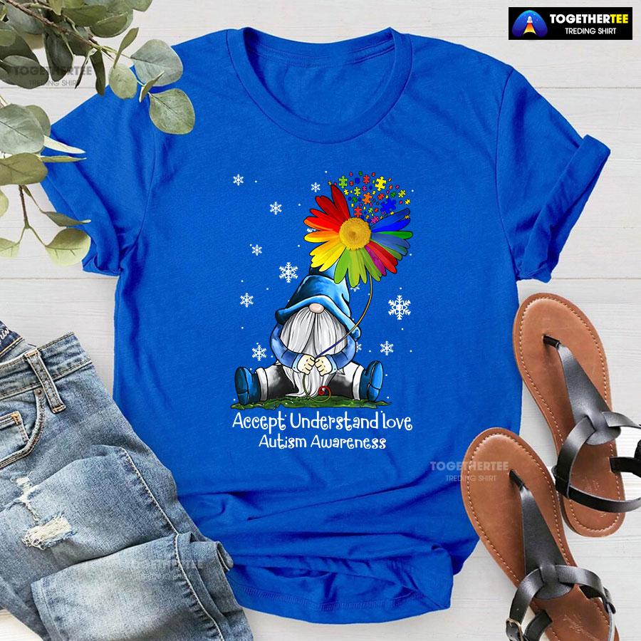 Accept Understand Love Autism Awareness Dwarf Flower T-Shirt - Image 5