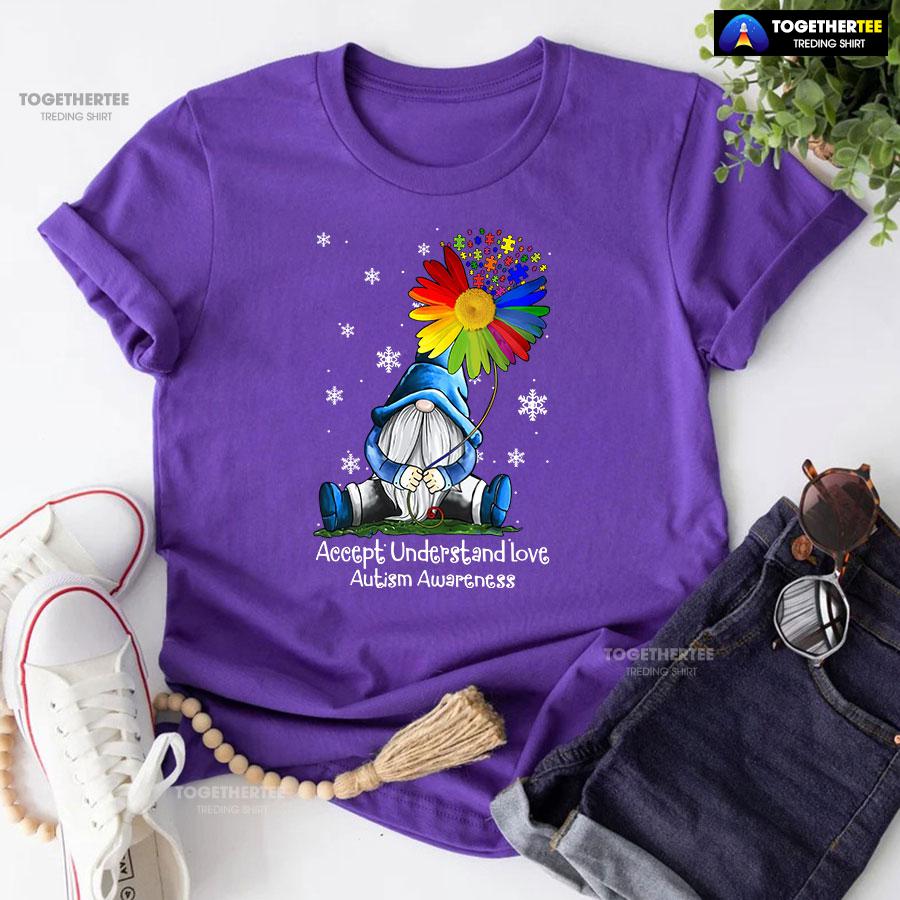 Accept Understand Love Autism Awareness Dwarf Flower T-Shirt - Image 6