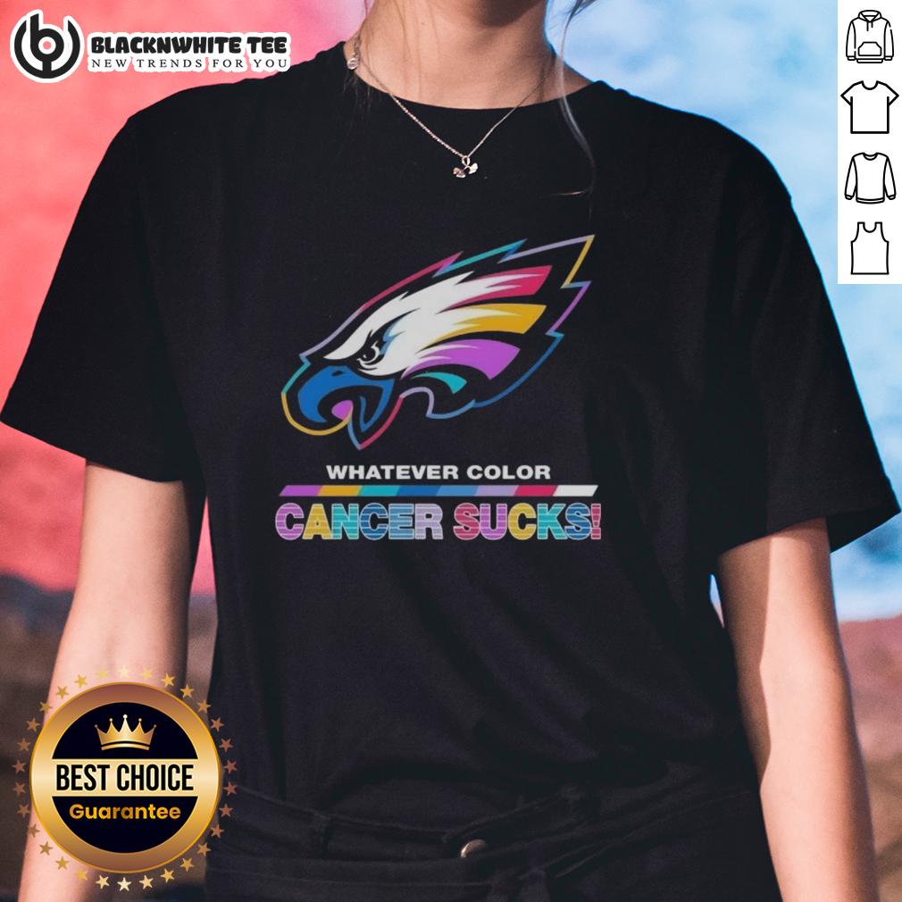 Good Philadelphia Eagles Football Whatever Color Cancer Sucks Logo Colors T-Shirt - Image 3