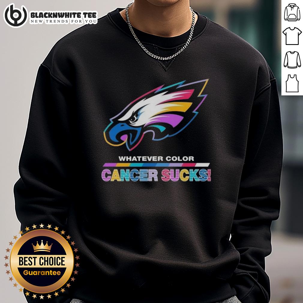 Good Philadelphia Eagles Football Whatever Color Cancer Sucks Logo Colors T-Shirt - Image 5
