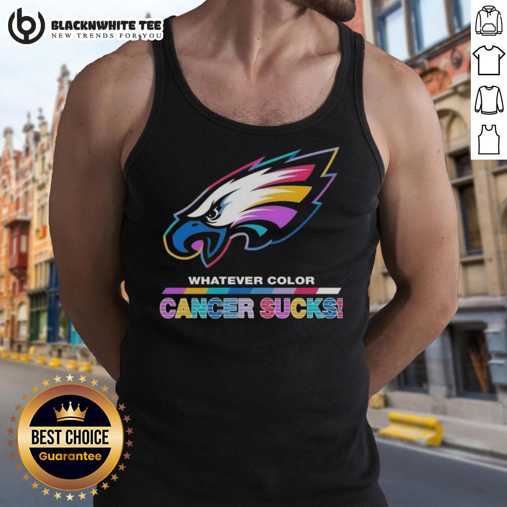 Good Philadelphia Eagles Football Whatever Color Cancer Sucks Logo Colors T-Shirt - Image 4