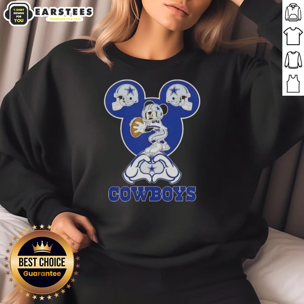Top Mickey Hands Heart Love Dallas Cowboys Football T-Shirt - Image 4