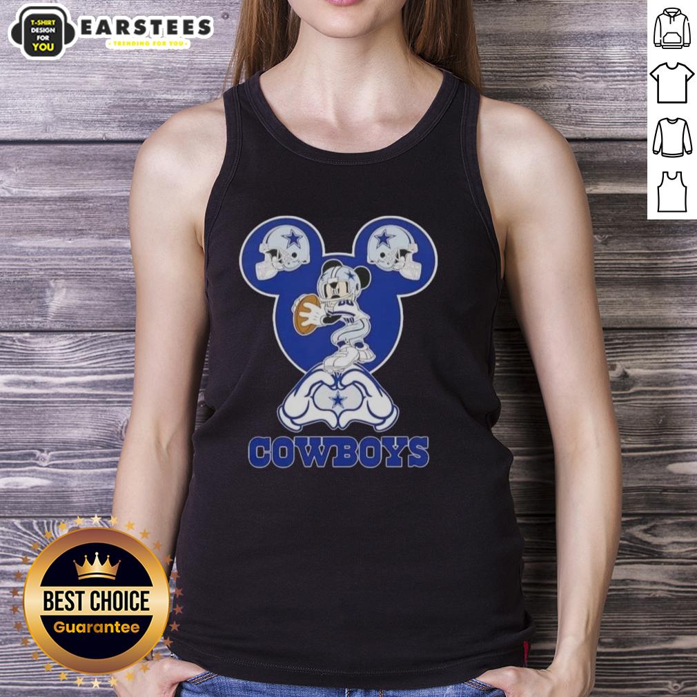 Top Mickey Hands Heart Love Dallas Cowboys Football T-Shirt - Image 3