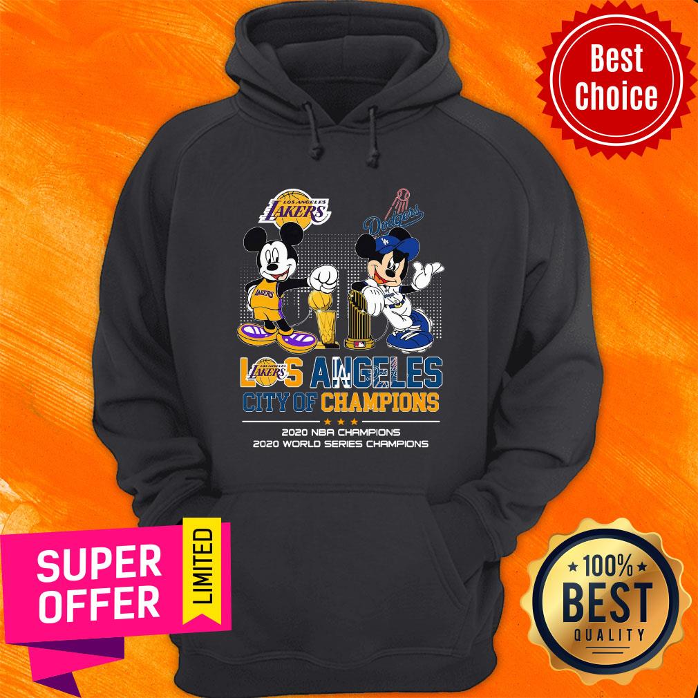 Mickey Mouse Los Angeles City Of Champions 2020 NBA Champions 2020 World Series Champions Shirt - Image 2