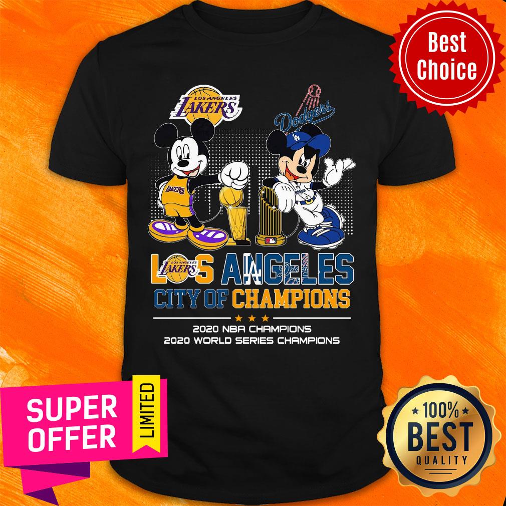Mickey Mouse Los Angeles City Of Champions 2020 NBA Champions 2020 World Series Champions Shirt