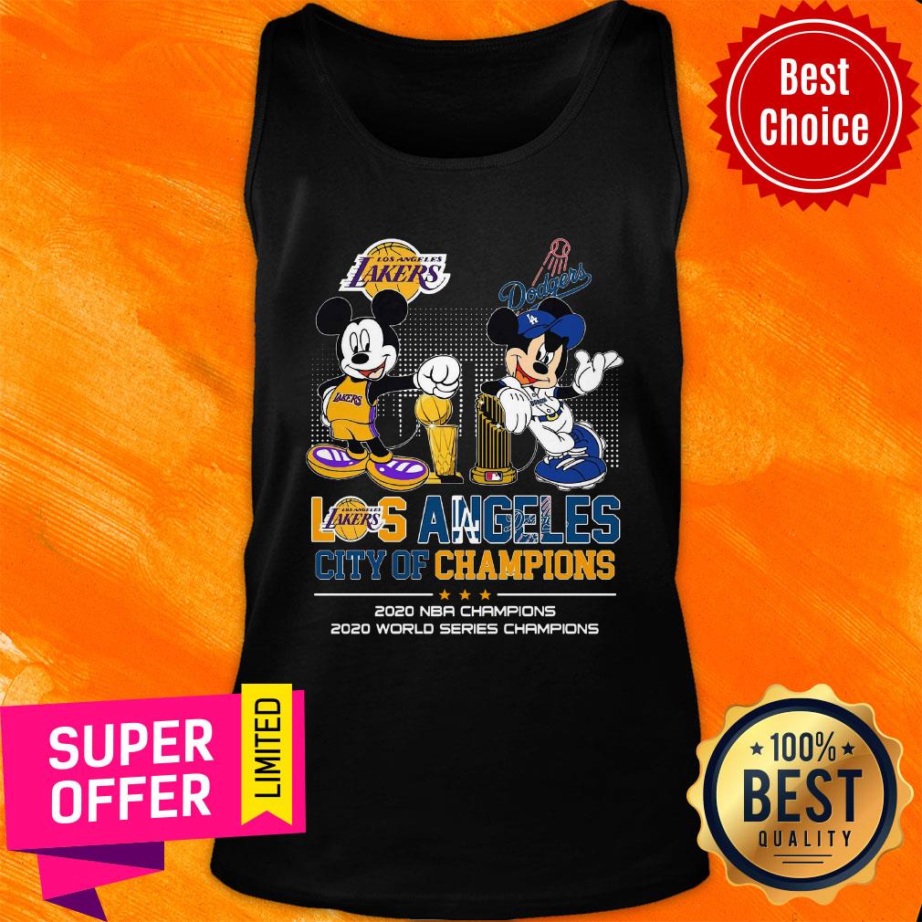 Mickey Mouse Los Angeles City Of Champions 2020 NBA Champions 2020 World Series Champions Shirt - Image 4