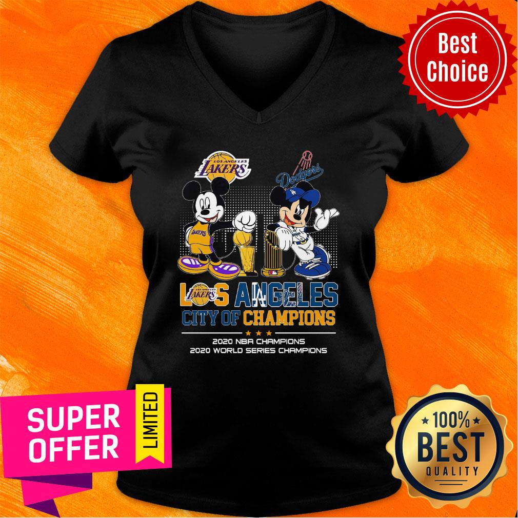 Mickey Mouse Los Angeles City Of Champions 2020 NBA Champions 2020 World Series Champions Shirt - Image 3